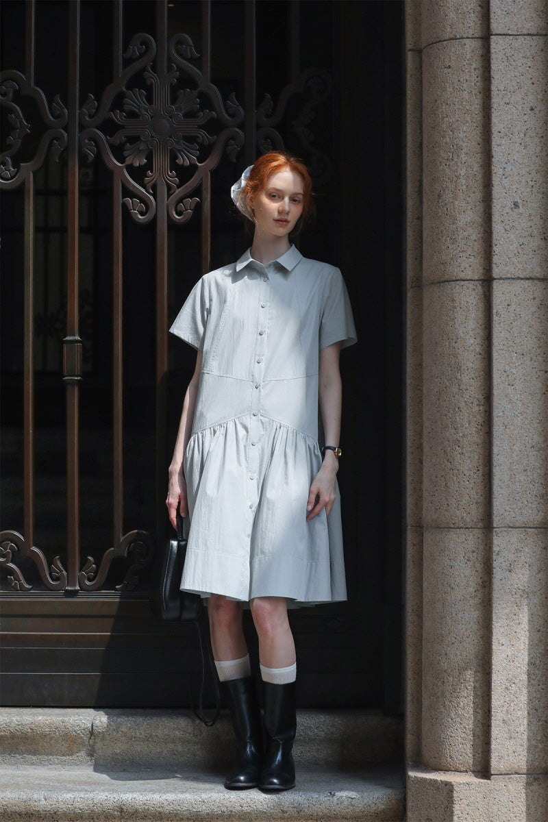 Deconstructed Short-Sleeved Shirt Dress