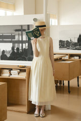 Ribbon Waist Sequin Flower Sleeveless Dress