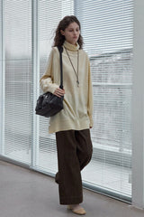 Lazy Turtleneck Asymmetrical Pullover Top