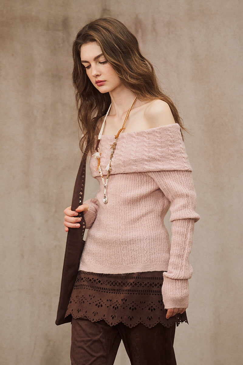 One-Shoulder Lapel Sweater