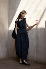 Asymmetrical Plaid Midi Skirt