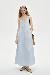 Striped Backless Slip Dress