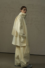 Reversible Tassel-Scarf Duffle Jacket