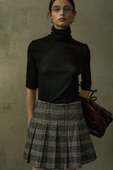 Pleated Retro Plaid Skirt