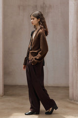 Saddle-Shoulder Pocket V-Neck Cardigan
