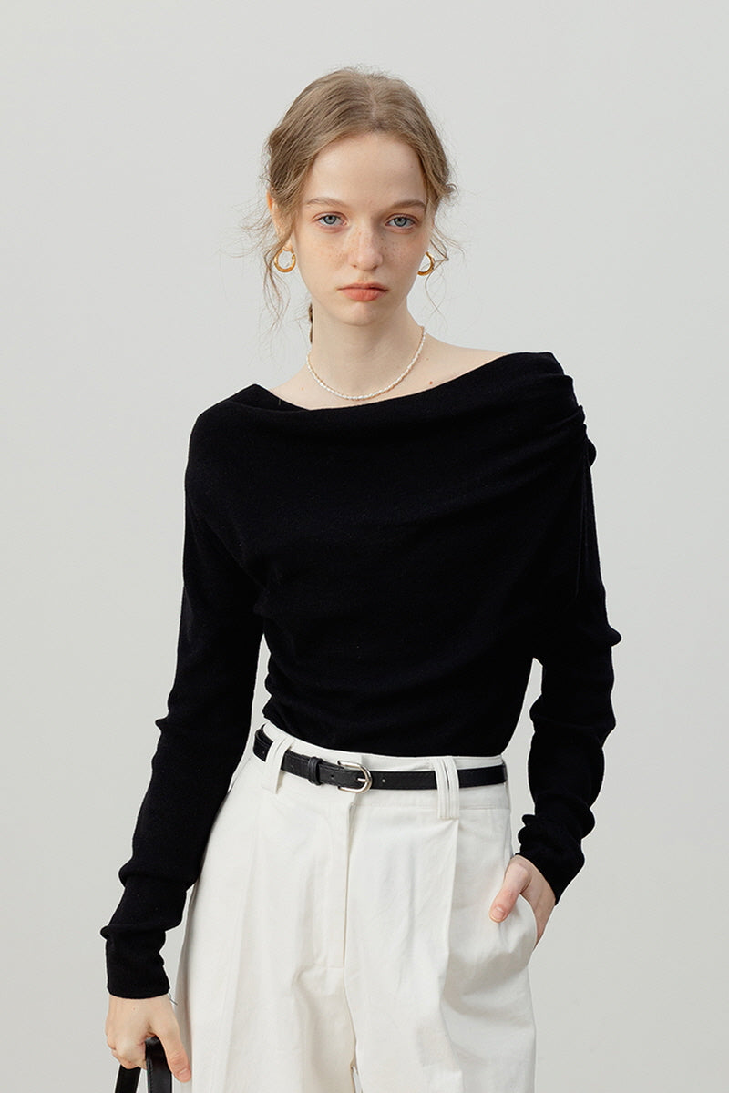 French One-Shoulder Swing Knit