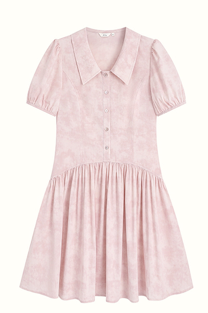 Smudge Puff Sleeve Shirt Dress