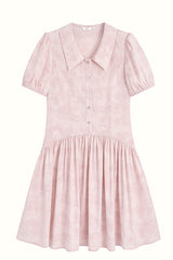 Smudge Puff Sleeve Shirt Dress