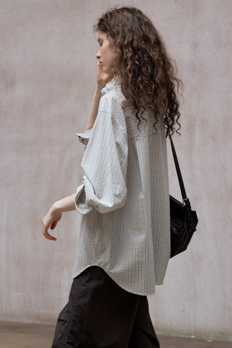 Bubble Striped Hooded Shirt