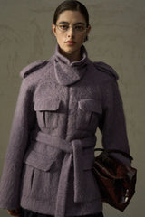 Stand Collar Multi-Pocket Plush Jacket