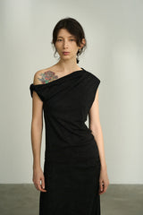 Twisted Slanted Shoulder Slim Top