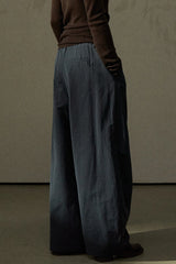 Oversized Pleated Wide-Leg Slacks