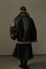 Erased Color Oversize Lapel Fur Jacket