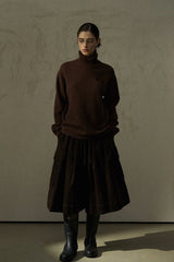 Small Pocket High Neck Loose Sweater