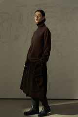 Small Pocket High Neck Loose Sweater