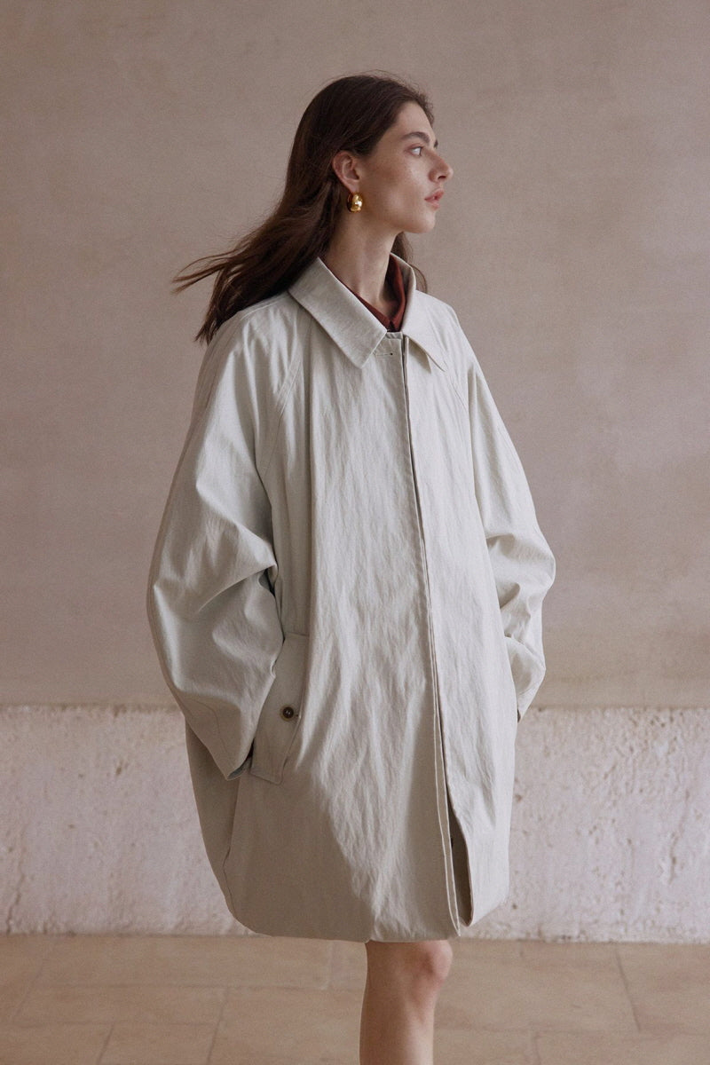 Double-Layer Cocoon Trench Coat