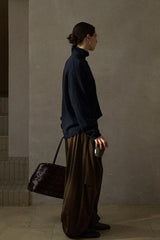 Oversized Pleated Wide-Leg Slacks