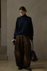 Oversized Pleated Wide-Leg Slacks