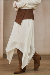 Irregular Waist-Seal Midi Skirt