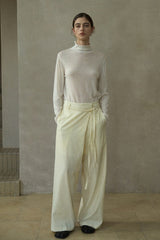 Diagonal Placket Lace-Up Slacks