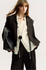 French Micro-Pleated V-Neck Shirred Shirt