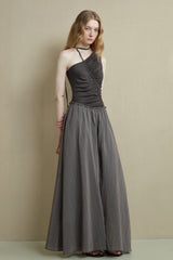 Irregular Panel Pleated Sleeveless Dress