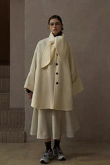 Rabbit-Ear Collar Bat-Sleeve Coat