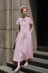 Striped Short Sleeve Waist Dress