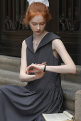 Big Lapel Sleeveless Dress