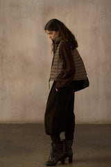 Bud-Shaped Stand-Collar Short Quilted Vest