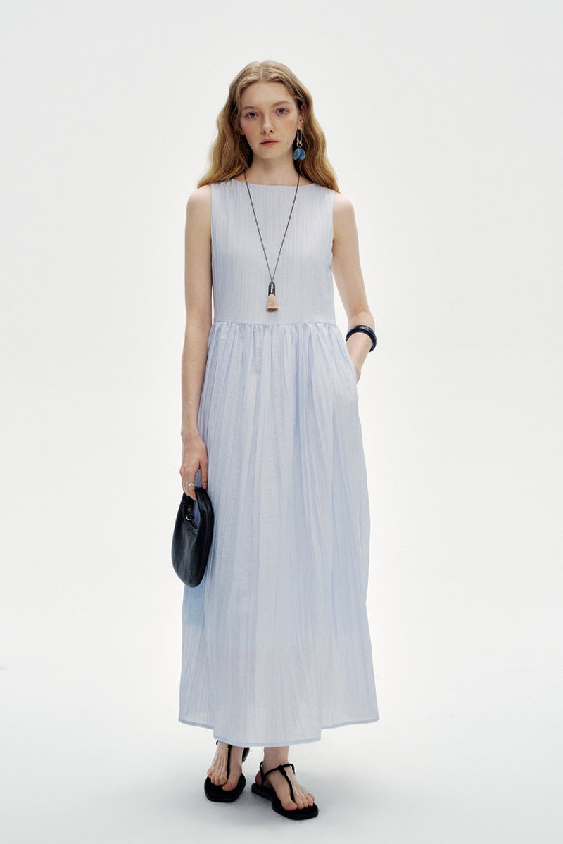 Three-Dimensional Pleated Sleeveless Dress