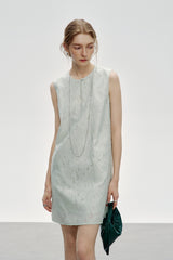 Asymmetric Jacquard Sleeveless Dress