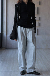 Pleated Curved Slacks