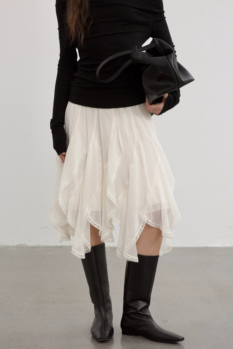 Irregular Lace Stitching Slim Skirt