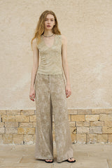 Cut-Out Panelled Straight-Leg Trousers