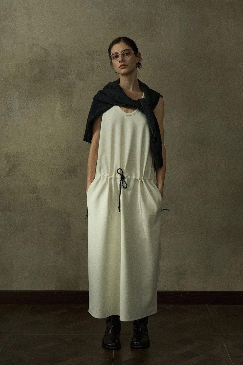Contrast Waist Rope Vest Dress