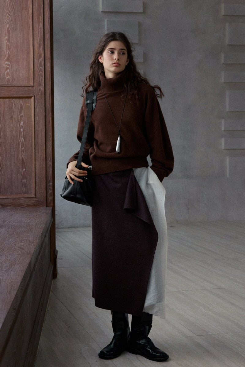 Asymmetric Layered Wrap Skirt