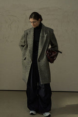 Textured Herringbone Lapel Coat