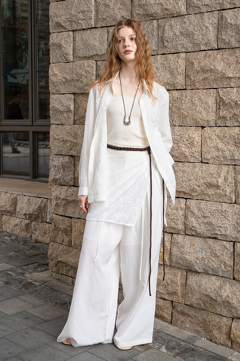 Vintage Loose Fit Embroidered Shirt