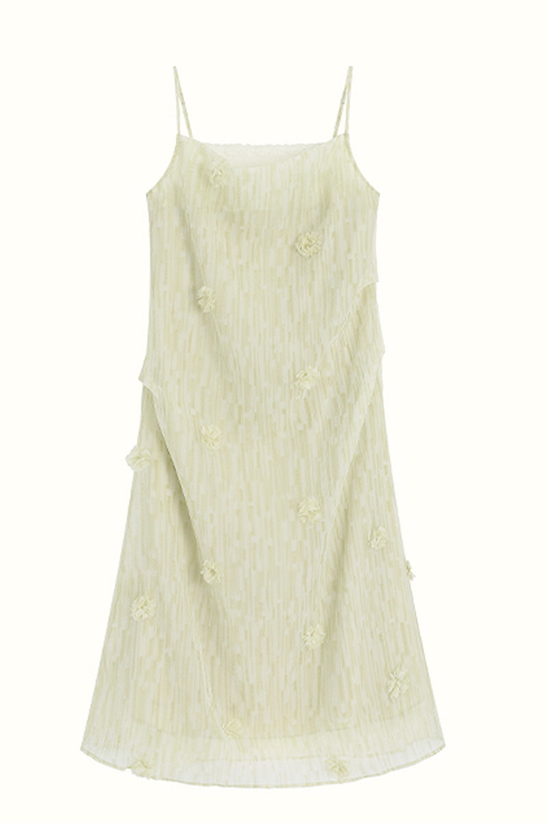 Three-Dimensional Relief Square Neck Slip Dress