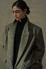 Textured Herringbone Lapel Coat
