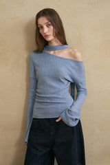 Slouchy Streamer Off Shoulder Knit Top