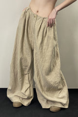 Side-Pleated Loose Wide-Leg Pants