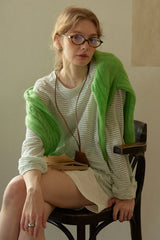 Relaxed Crewneck Striped Pullover