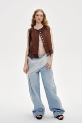 Cut-Out Embroidery Loose Sleeveless Vest Blouse