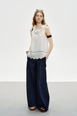 Three-Dimensional Flower Sleeveless Vest Top