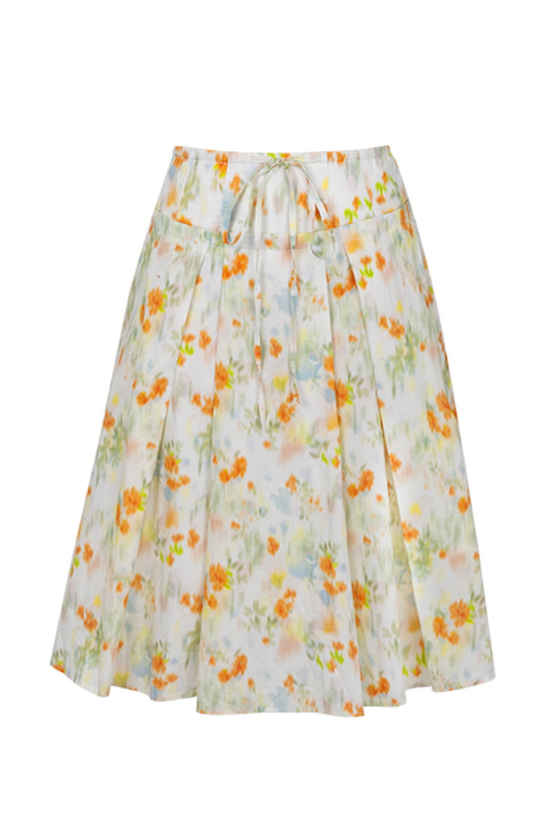 Vintage Pleated A-Line Umbrella Skirt