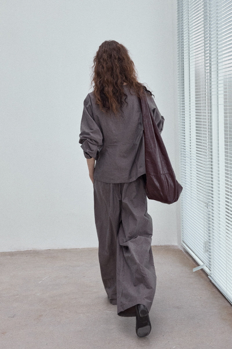 Pleated Wide-Leg Floor-Length Pants