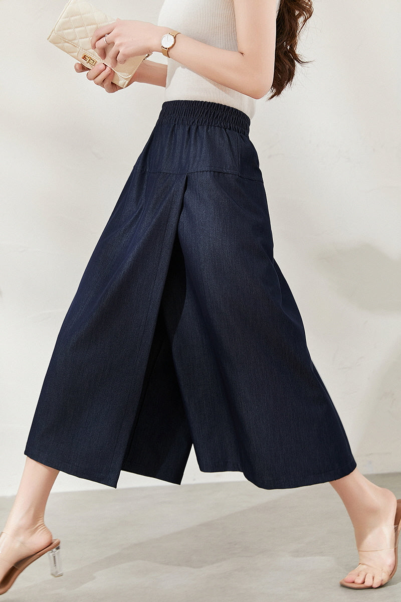 Draped Loose Wide-Leg Pants