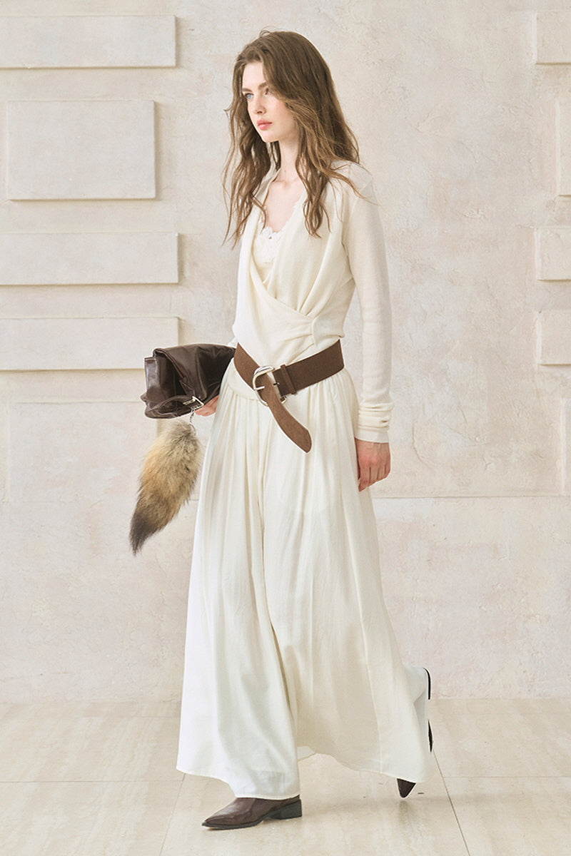 Pleated High-Waist Midi Skirt
